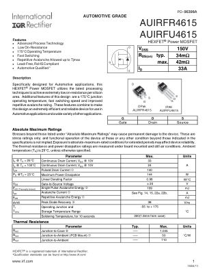 AUIRFR4615 数据手册首页