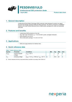 PESD8V0S1ULDYL datasheet cover page