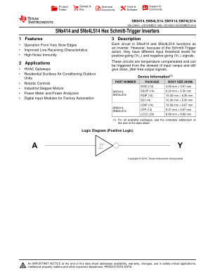 SN74LS14 datasheet cover page