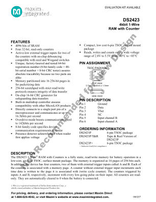 DS2423 datasheet cover page