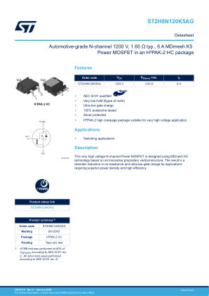ST2H8N120K5AG datasheet cover page