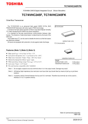 TC74VHC245FK datasheet cover page