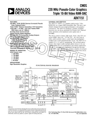 357763572935292352371576452ADV7151 数据手册首页