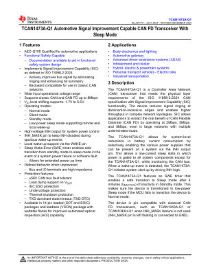 TCAN1473A-Q1 datasheet cover page