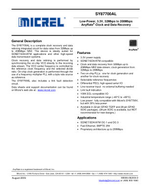 SY87700ALZG-TR datasheet cover page
