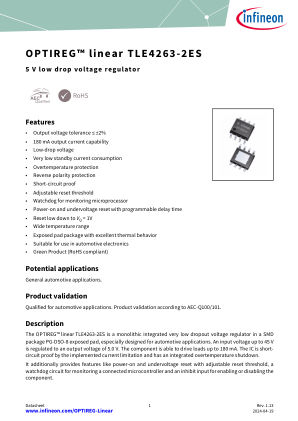 TLE4263-2ES datasheet cover page
