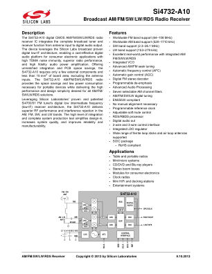 SI4732-A10-GSR 数据手册首页