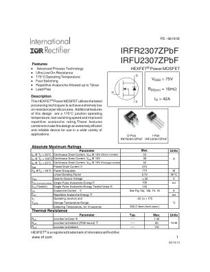 IRFR2307Z datasheet cover page