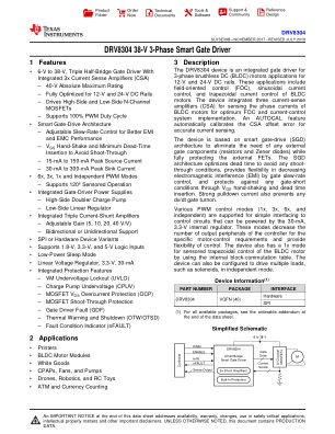 DRV8304 数据手册首页
