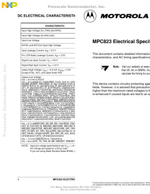 MPC823ESPEC datasheet cover page
