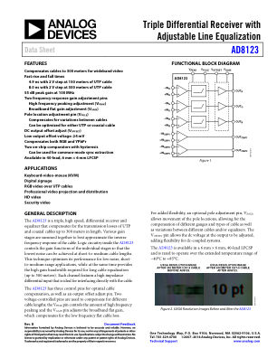 AD8123 datasheet cover page