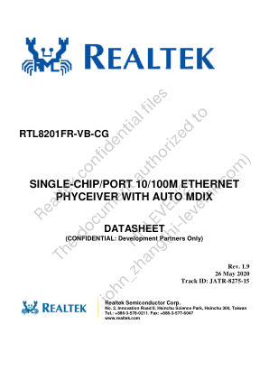 RTL8201FR-VB-CG datasheet cover page