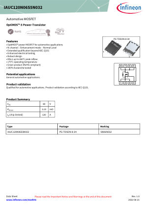 IAUC120N06S5N032 datasheet cover page