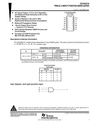 CD74AC10 数据手册首页