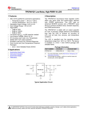 TPS7N41-Q1 datasheet cover page