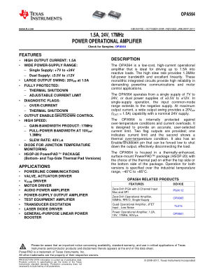 OPA564 datasheet cover page