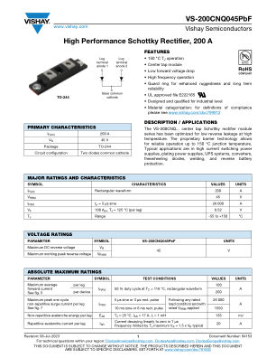VS-200CNQ045PBF datasheet cover page