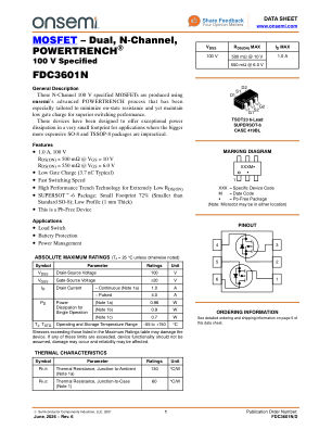 FDC3601N datasheet cover page