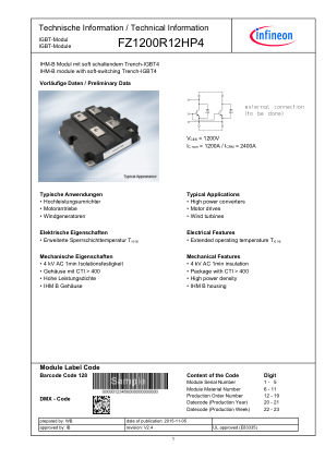 FZ1200R12HP4 datasheet cover page