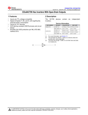 CD74ACT05 datasheet cover page