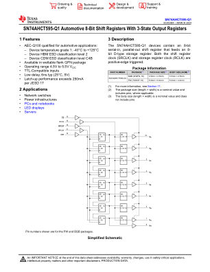 SN74AHCT595-Q1 数据手册首页