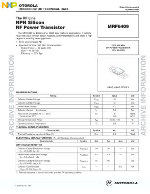 MRF6409 数据手册首页