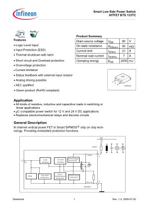 BTS133TC datasheet cover page