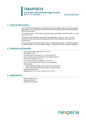 74AUP3G14GTX datasheet cover page