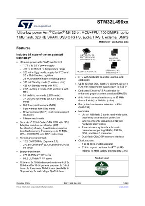STM32L496AE datasheet cover page