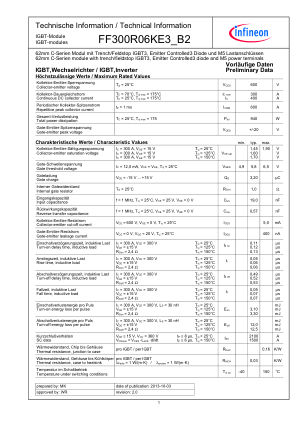 FF300R06KE3-B2 数据手册首页