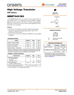 MMBT5401M3 数据手册首页