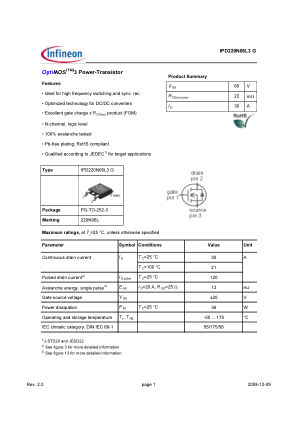 IPD220N06L3-G datasheet cover page