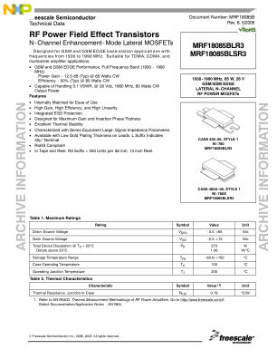 MRF18085B 数据手册首页