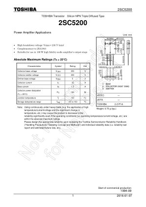 2SC5200 datasheet cover page