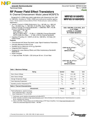 MRF6S19100H 数据手册首页