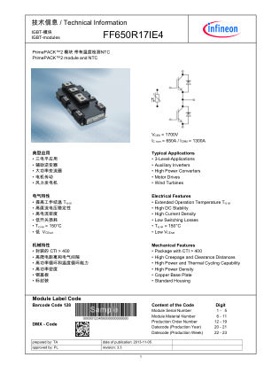 FF650R17IE4 datasheet cover page