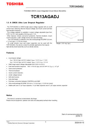 TCR13AGADJ datasheet cover page