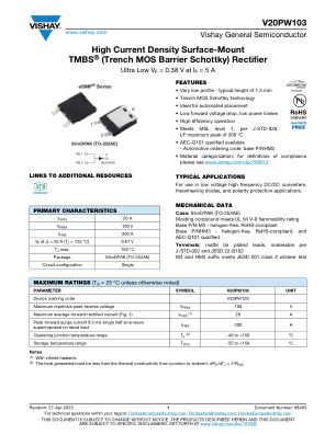 V20PW103 datasheet cover page