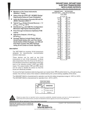 SN74ABT16640 数据手册首页