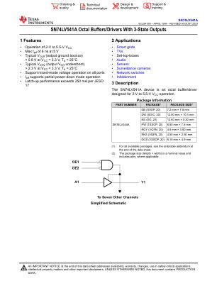 SN74LV541A datasheet cover page