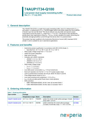 74AUP1T34GW-Q100125 datasheet cover page