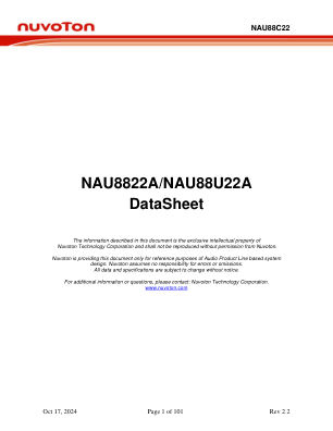 NAU8822A 数据手册首页