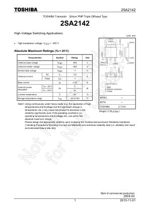 2SA2142 datasheet cover page