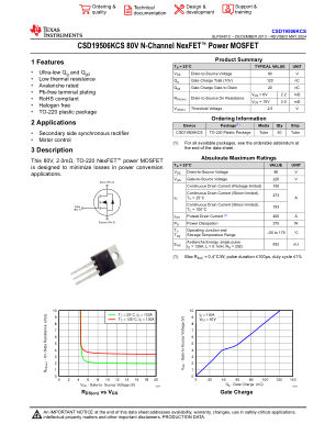 CSD19506KCS datasheet cover page