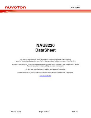 NAU8220 数据手册首页