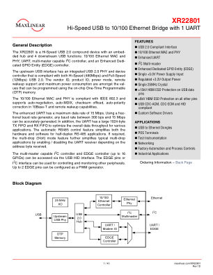 XR22801 datasheet cover page