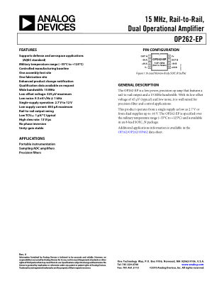 OP262-EP datasheet cover page