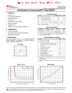 CSD18513Q5A datasheet cover page