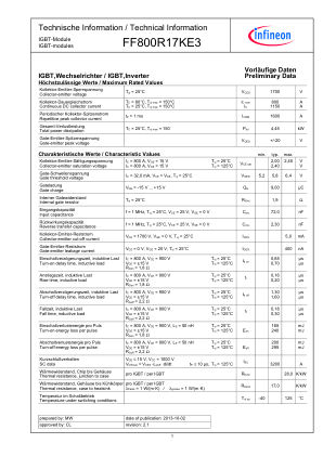 FF800R17KE3 数据手册首页