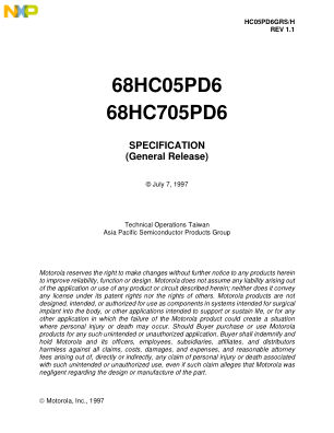 HC05PD6GRS 数据手册首页